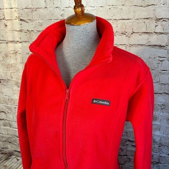 Columbia Mount Cannon Full Zip Fleece Sweater Jacket Mock Neck Red Lily Size XXL - Picture 2 of 7